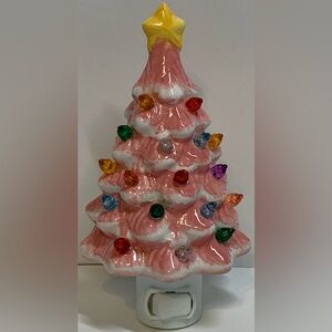 Pink Ceramic Christmas Tree Night Light